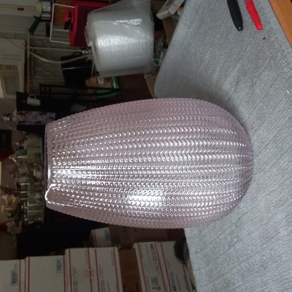Textured Egg Shaped Glass Vase.